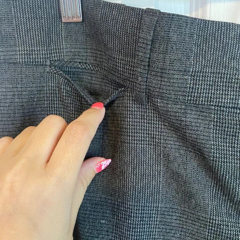 Ann Taylor LOFT Marisa Trouser Gray Plaid Straight Leg Dress Pants Womens 12